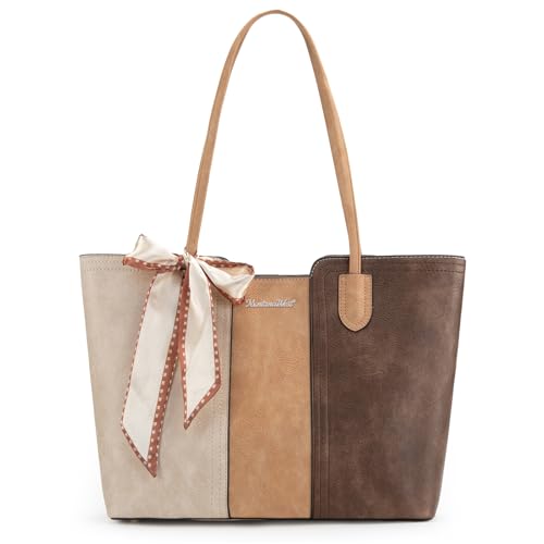 Montana West Tote Bags for Women Top Handle Satchel Purses - color: Three Chocolate