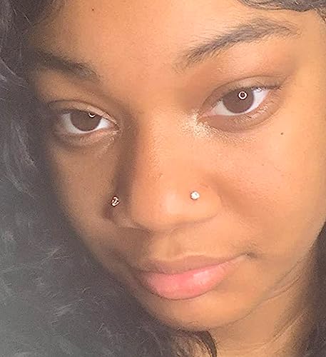 MODRSA Fake Nose Stud Fake Nose Ring Stud Fake Nose Piercing Fake Lip Ring Fake Earrings Stud Silver Gold Fake Cartilage Helix Earring Clip on Earring Hoop Fake Eyebrow Ring Fake Bridge Piercing - color: B4-fake stud - silver