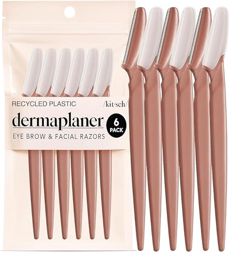 Kitsch Dermaplane Razor for Women Face – Face Razors for Women & Men, Eye Brow Razors & Face Shaver – Exfoliating Facial Razor & Dermaplaner as Skin Care Tool for Smoother Skin - Terracotta, 6 pcs - color: Terracotta, size: 6 Count (Pack of 1)
