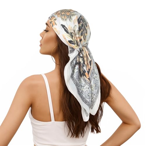 RIIQIICHY Women Head Hair Scarf Like Satin Silk Scarf Sleeping Hair Wrapping Night 27.5" - color: C017