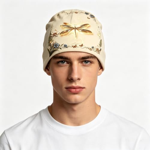 Tenna Teki Women Slouchy Beanie Chemo Hat Cancer Caps for Patient | Autumn Spring Lightweight Comfortable Breathable Beanie for Men - color: Gold
