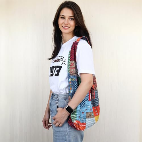 Boho purses Double-sided Tote Colorful boho bag for women - color: Black