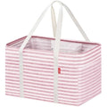 LHZK Standing Utility Tote Bag with Metal Wire Frame and the Sides Rinforced, Large Tote Bag with Handle, Reusable Grocery Bags Foldable, Beach Bag, Car Tote (Pink, 18.5''x11.8''x11.5'') - color: Pink, size: 18.5''x11.8''x11.5''-1 Pack