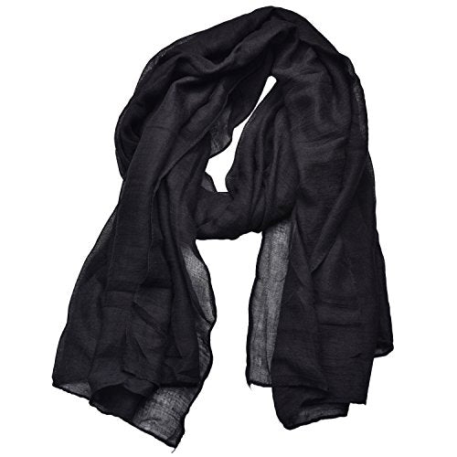woogwin Women's Cotton Scarves Lady Light Soft Fashion Solid Scarf Wrap Shawl - color: Black