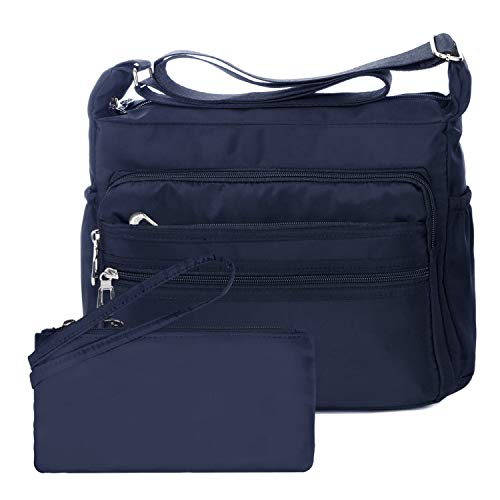 NOTAG Crossbody Bag for Women Waterproof Shoulder Bag Messenger Bag Casual Nylon Purse Handbag - color: Navy Blue-rfid-l