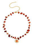 Sacina Boho Hippie Sun Necklace, Crystal Choker Necklace, Boho Necklace, Hippie Necklaces, Christmas Jewelry Gift For Women - color: carnelian