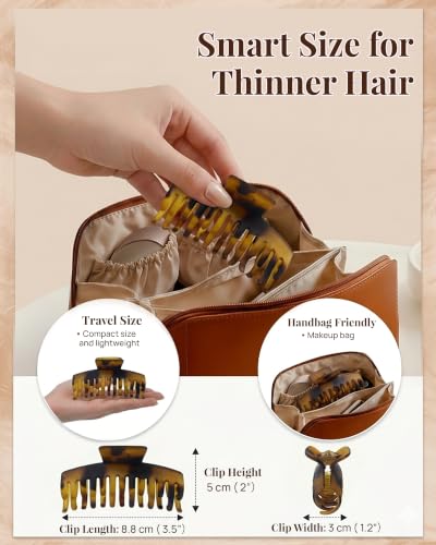 Mesovor 4 Pack Double Row Teeth Claw Clips for Thin Hair, 3.5" Medium Strong Hold Matte Hair Clips for Thin and Short Fine Hair Accessories (Tortoise Matte) - color: Tortoise Matte