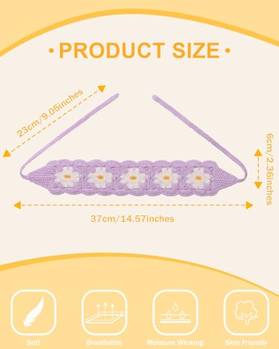 HAIMEIKANG Independence Day Headband Hippie Hair Bandanas Headbands for Women Boho Headband Knit Hair Bands Floral Head Wrap for Girls (Purple+Beige+Green) - color: Purple+Beige+Green