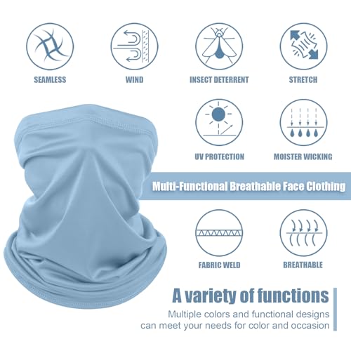 Geyoga 6 Pieces Summer UV Protection Cooling Neck Gaiter Face Clothing Neck Gaiter Mask Scarf Sunscreen Breathable Bandana - color: Neutral Colors