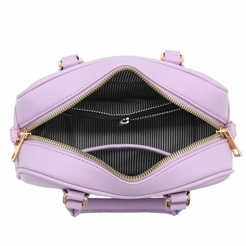 FashionPuzzle Mini PU Leather Satchel Purse Top Handle Crossbody Bag - color: Lavender