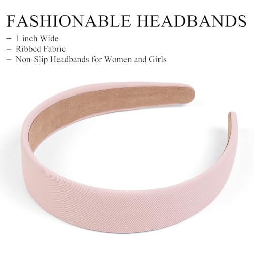 Huachi Headbands for Women Non Slip Trendy Valentine's Day Women's1 inch Wide Cute Headbands for Girls, Pink Head Bands Elastic Hair Bands for Women's Fashion Women Hair Accessories - color: Black, white, light pink, hot pink