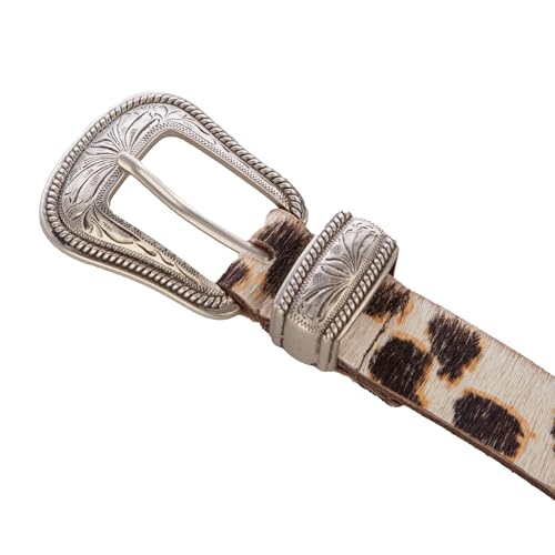 Lucky Brand Women's Western Leather Belt | Classic | Fashion | Vintage | Buffalo Leather | Western-Inspired - color: Haircalf Western - Spotted Cow, size: Small