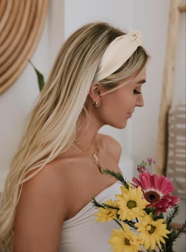 Huachi Headbands for Women Girls - Knotted Head Bands for Women Trendy - Cute Top Knot Girls Headband - Fashion Hair Accessories Hairband, Easter Basket Stuffers 4PCS - color: Beige, Light pink, Light blue, Light green