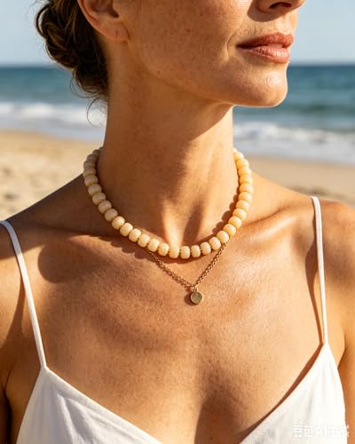 Chunky Beaded Statement Necklace for Women Trendy Colorful Boho Resin Bead Choker Necklaces Summer Handmade Jewelry Gifts Accessories - color: Beige -1