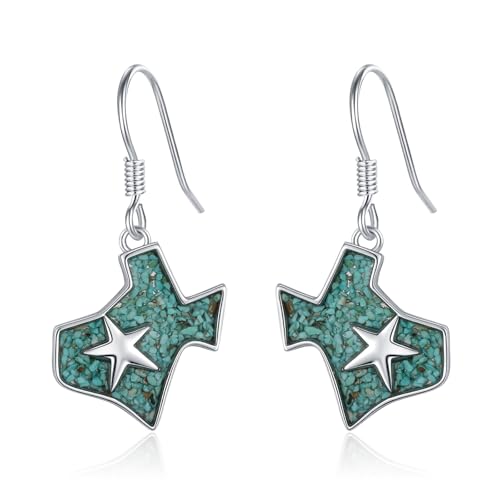 Western Earrings for Women 925 Sterling Silver Turquoise Western Country Dangle Drop Earrings Country Jewelry Gifts for Cowgirl Cowboy - style: Texas
