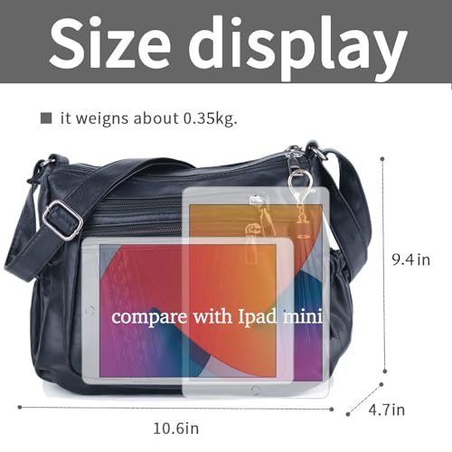 ELDA Crossbody Bags For Women Pocketbooks Soft PU Leather Purses and Handbags Multi Pocket Shoulder Bag - color: Gray