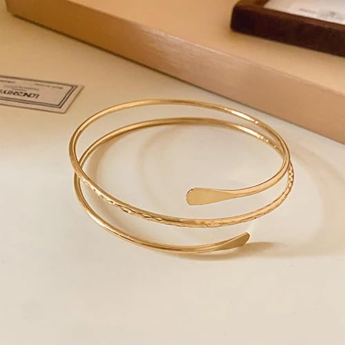 Long tiantian 2PCS Arm Cuff for Women Gold Upper Arm Bangles Bracelet Silver Arm Cuff Jewelry Summer Beach Essentials 2026 - color: 15335-Arm-gold