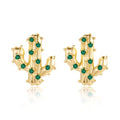 Mameloly Cowgirl Earrings for Women CZ 14K Gold Plated Western Cowboy Hat Dangle Hoop Earrings Cute Jewelry Hypoallergenic - color: Cactus Shape