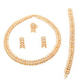 Fashion Crystal Jewelry Set Gold Plated Jewelry Weddings Dubai Gold Necklace Earrings Set Gift - color: crystal Leave jewelry set