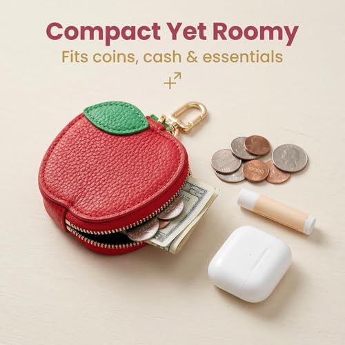 Coin Purse Keychain for Women, Cute Mini Leather Bag Charm & Coin Pouch, Small Fruit Wallet Keychain with Zipper - color: Watermelon
