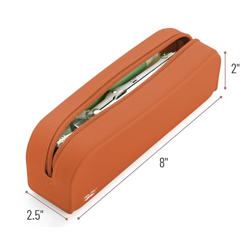 Mr. Pen- Silicone Pencil Case, Aesthetic Pencil Bag for Women, Makeup Pouch | Multifunctional Pouch for Stationery, Cosmetics and Electrical Goods Storage - color: Terracotta