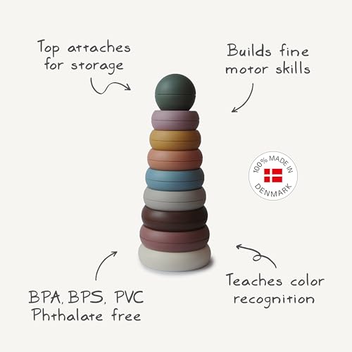 mushie Stacking Rings Toy | Made in Denmark (Rustic) - color: Rustic