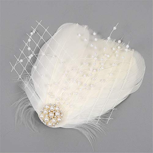 Fascinator Peacock Feather Hair Clips Flapper Headband Art Deco 20's Accessories for Women - color: 04white