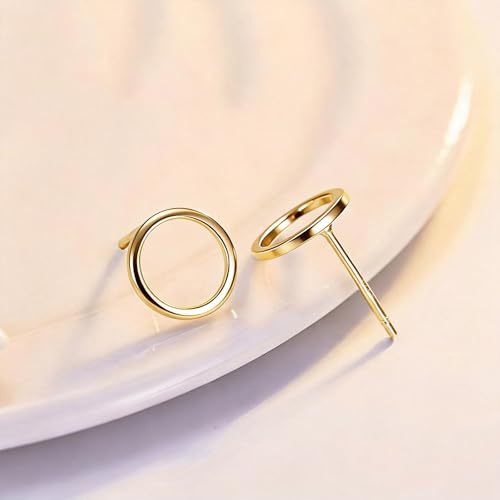 Gold Circle Earrings for Women Circle Stud Earrings Simple Tiny Triangle Square Bar Stud Earrings Trendy Jewelry Gifts - color: A1：gold circle earrings