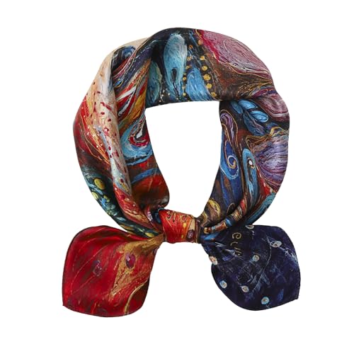 STARWHISPER 100% Pure Mulberry Silk Square Scarf-27''x27 Lightweight Hair Scarves Headscarf Night Sleeping with Gift Packed - color: Birdsong