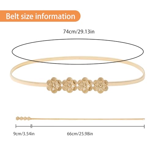 E-Clover Womens Fashion Metal Stretch Waist Skinny Belt Waistband - color: Gold-0012