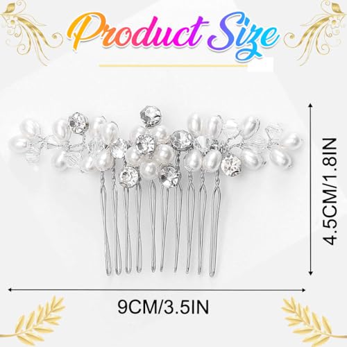 Brishow Pearl Crystal Hair Comb, Silver Bridal Wedding Hair Accessories for Women