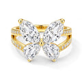 Cross Ring 14K Gold Plated 925 Silver with CZ, Stackable Rings - color: Butterfly 14K Gold, size: 8
