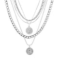 Todenb Pirate Necklace for Women Pirate Costume Accessories Pirates Outfit Jewelry Gold Coin Pendant Necklace Gold Layered Necklaces Halloween - color: A-Silver