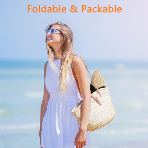 Beach Hats for Women - Beach Hat Womens UPF 50+, Packable Sun Hat Women Roll Up, Wide Brim Straw Hat for Women - color: Khaki Black