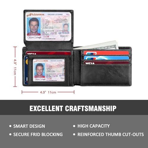 RUNBOX Wallet for Men -Slim Rfid Leather Mens Bifold Novelty Wallets 2 ID Window With Gift Box Men's Accessories | Slim - color: Classic black