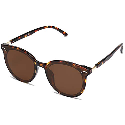SOJOS Sunglasses Womens Trendy 2025 Classic Round Retro Vintage Shades Large Frame Sunnies SJ2067 - color: Dark Brown