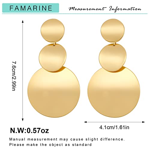 FAMARINE Gold Silver Disc Dangle Earrings for Women - style: style A