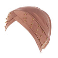 Women Beaded Silky Beanie, Pre-Tied Turban Head Wrap Cap for Chemo Chemical Cancer Hair Loss Cover Hat - color: Khaki