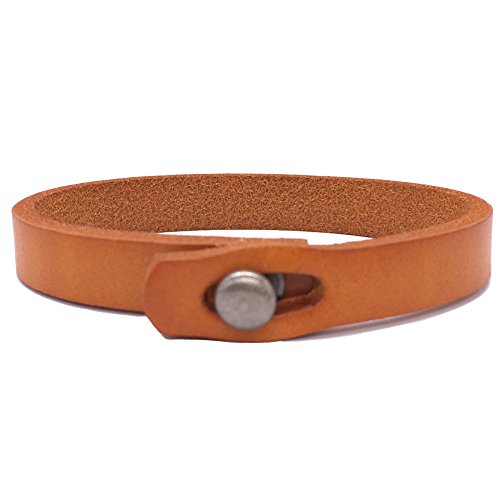 Mens Genuine Leather Bracelet - Handmade Adjustable Leather Cuff Bracelet punk Style leather wrap Wristband for Men - color: A-Yellow