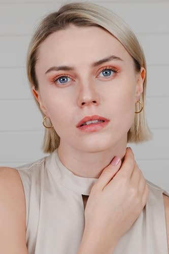 Hoops & Loops 925 Sterling Silver Diamond-Cut Hoop Earrings for Women, 2mm Textured Lightweight Click Top Hoops, 15mm 20mm 25mm 30mm, Silver 14k Yellow Gold & Rose Gold Flash Plated - color: Gold - 20mm (0.78'')