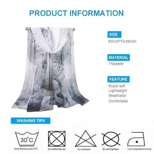 Xyueanlo Scarfs for Women Fashion Scarves Print Pattern Lightweight Sunscreen Scarf Wraps Shawls - color: Lotus Black White