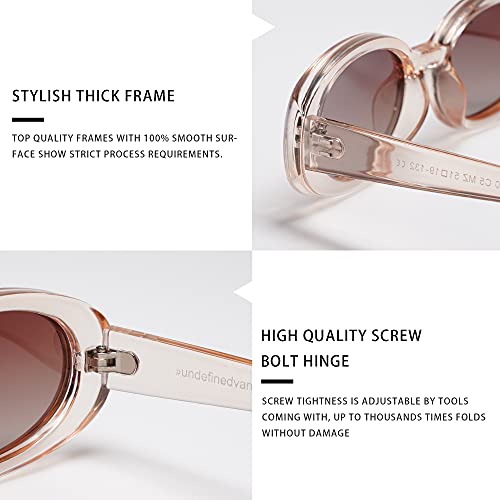 VANLINKER Polarized Retro Oval Sunglasses for Women and Men Small 90s Style VL9580 - color: C5 Light Brown Frame/Brown Gradient Lens