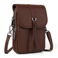 befen Genuine Leather Small Crossbody Bags for Women, Multi Pocket Cell Phone Crossbody Purse with RFID Blocking Card Slots - color: Dark Brown