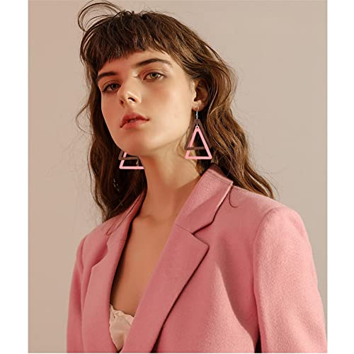 ANXIN Boho Personality Retro Tassel Rectangular Wooden Contrasting colors Earrings Chic Green Temperament Geometric Earrings Jewelry Gifts For Women - color: Brown Pink Wooden Earrings