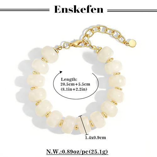 Chunky Beaded Bracelets for Women Boho Multicolor Acrylic Resin Beads Bracelet Adjustable Statement Bracelet Summer Beaded Jewelry - color: Beads bracelet--white