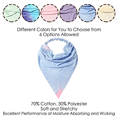 Vercret 6 Pack Hair Scarf Headband for Women Elastic Bandana Head Scarf Large Boho Triangle Kerchief with Clips Non Slip Scarves - color: K Multicolor
