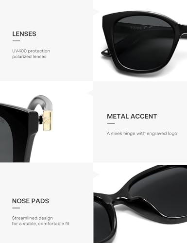 SOJOS Vintage Oversized Cateye Sunglasses Womens UV400 Large Designer Shades Lentes De Sol Para Mujer SJ2634 - color: Black/Grey