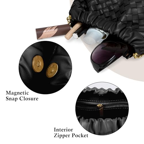 Joryin Woven Women's Crossbody Bag & Evening Purse, Trendy Dumpling Clutch & Hobo Cloud Shoulder Bag Trendy Dumpling Clutch - color: Woven Leather-black