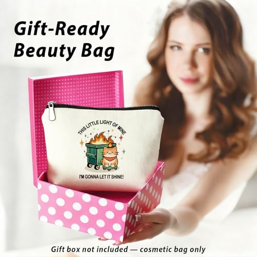 Funny Dumpster Orange Tabby Cat Dumpster Fire Gifts Makeup Bag, Funny Dumpster Bag,Dumpster Fire Cosmetic Bags for Women, Inspirational Positive Encouragement Gift for Women Zipper Pouch - color: 01-dumpster fire(02)-Cat