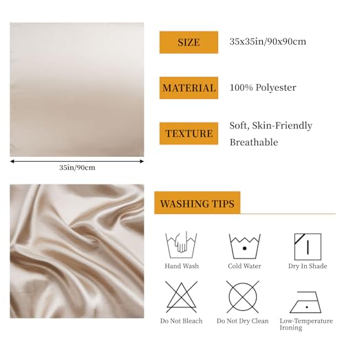 QIUTIMIY 35"x35" Like Silk Head Scarf for Women Satin Feel Large Square Scarf for Hair Wrapping and Sleeping Fashion Bandana - color: (90cm)square Scarf 27